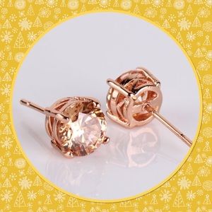 💥New💥18K Rose Gold Plated Citrine Stud Earrings